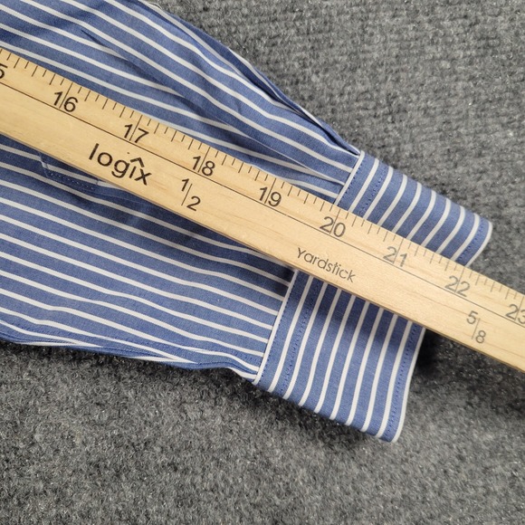 Talbots Shirt Womens 6P Blue White Stripe Button Front Wrinkle Resistant Petites - Picture 8 of 10